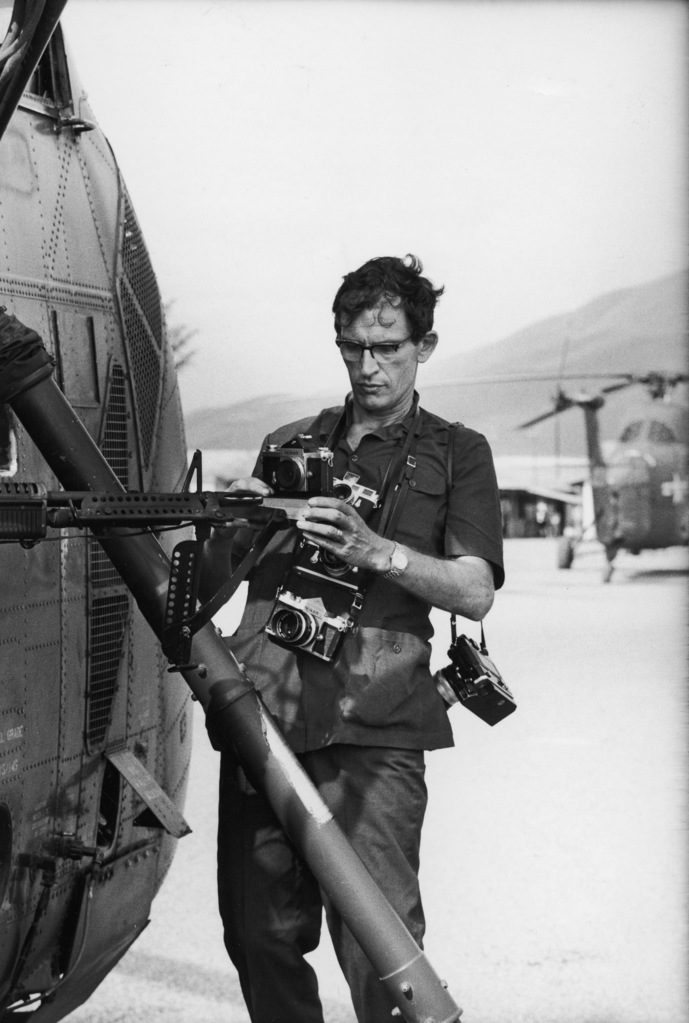 Larry Burrows with his camera. (Photo by Larry Burrows/The LIFE Picture Collection © Meredith Corporation)