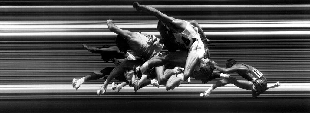 United States track athletes taking hurdles at the men's 1960 United States Olympic trials for track and field. (Photo by George Silk/The LIFE Picture Collection © Meredith Corporation)