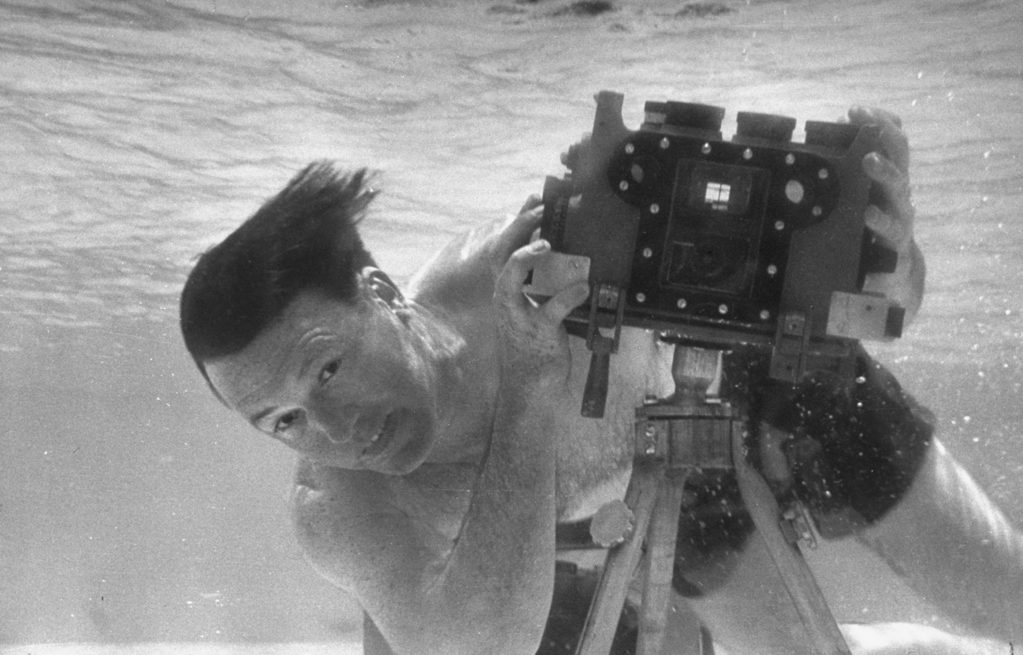 J.R. Eyerman with an underwater camera setup. (Photo by J.R. Eyerman/The LIFE Picture Collection © Meredith Corporation)