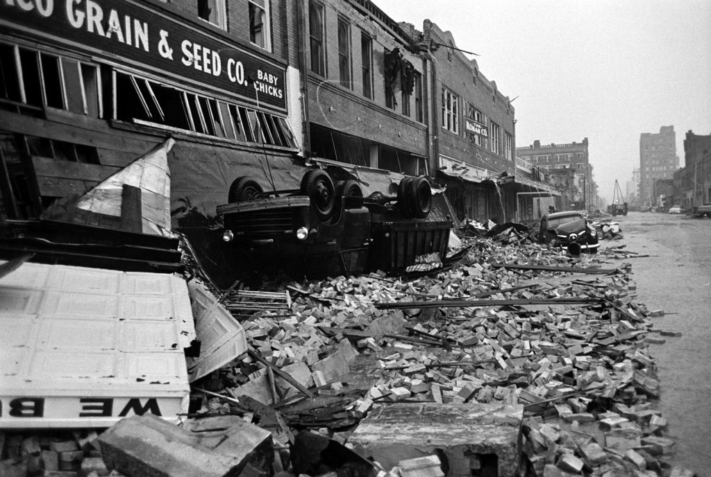 Waco, Texas, after an F5 tornado hit the city, May 1953.