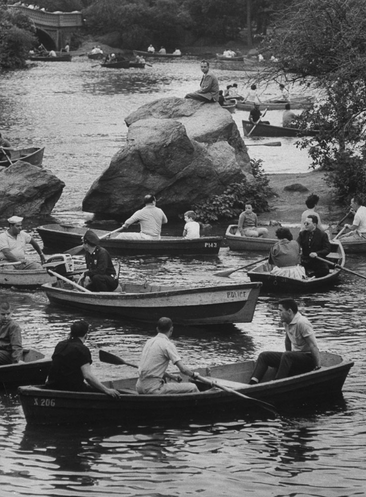 Rowers on the Lake in Central Park, 1961.