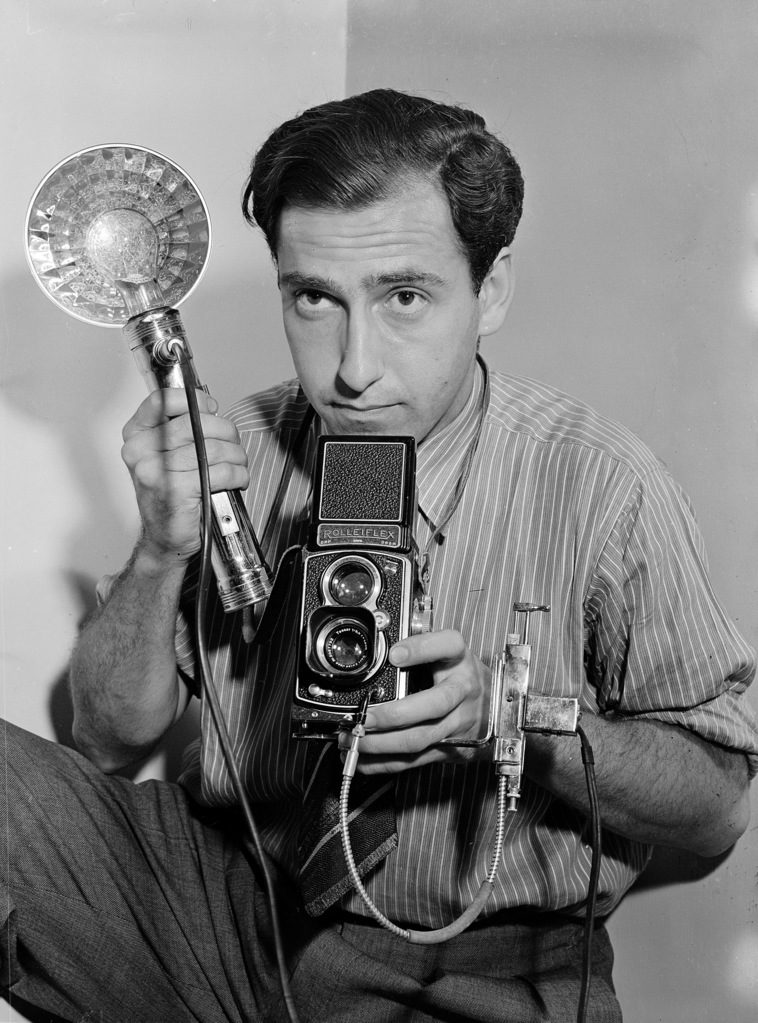 Photographer Herbert Gehr with his camera. (Photo by Carl Mydans/The LIFE Picture Collection © Meredith Corporation)
