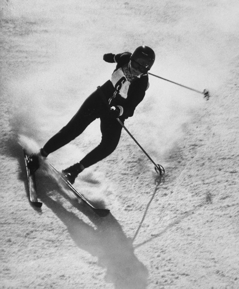 Slalom silver medalist Betsy Snite (USA), Squaw Valley, 1960.
