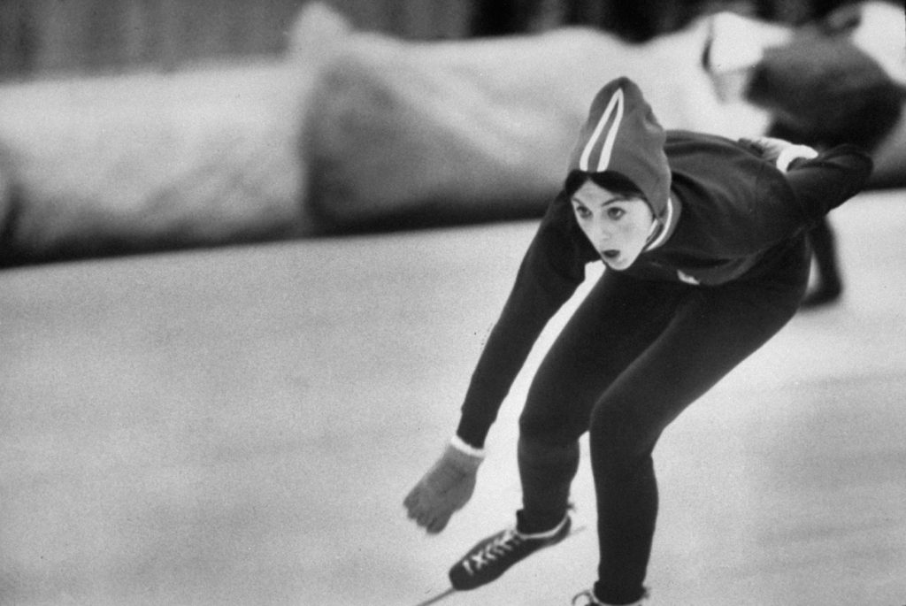 American speed skater and four-time Olympic medalist Dianne Holum, Grenoble Olympics, 1968.