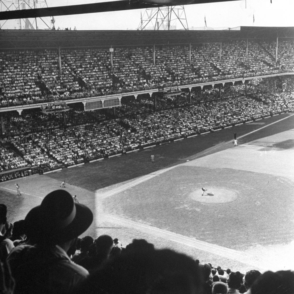 Dodgers ballgame, Ebbets Field, Brooklyn, 1946.