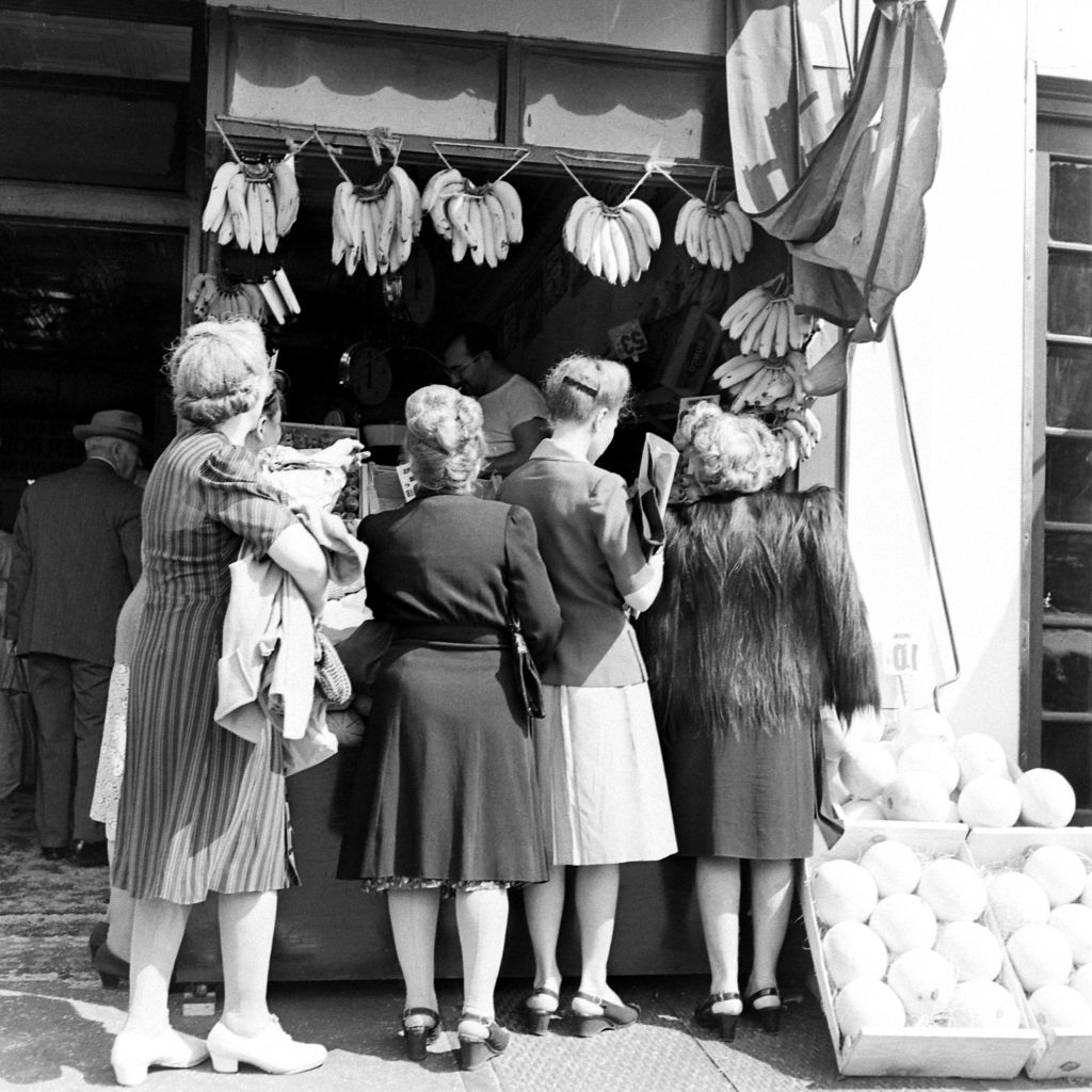 Grocery shopping, Brooklyn, 1946.