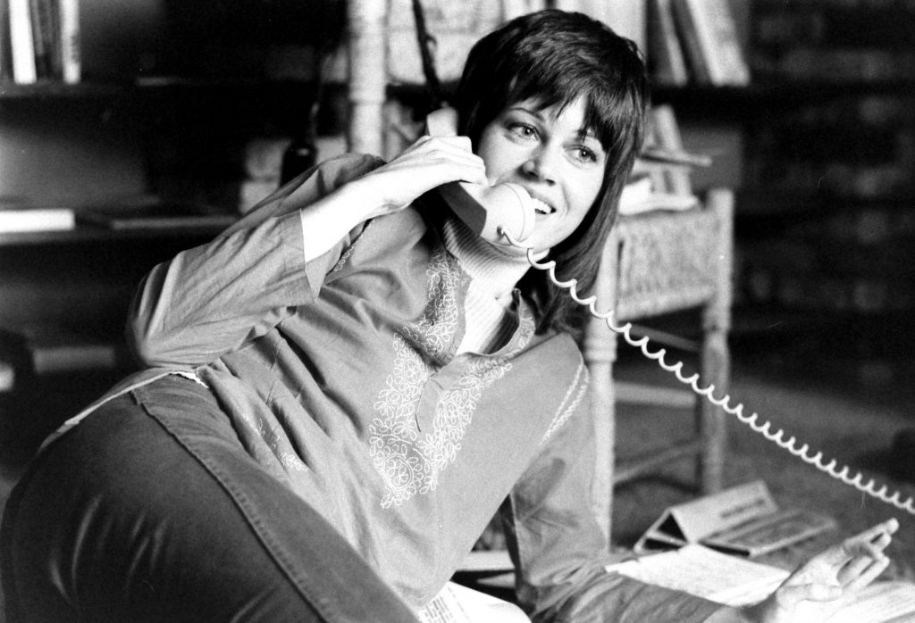 Jane Fonda on the phone, 1971.