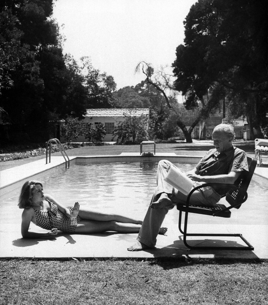 Director Joshua L. Logan studying a movie script with actress Jane Fonda, 1959.