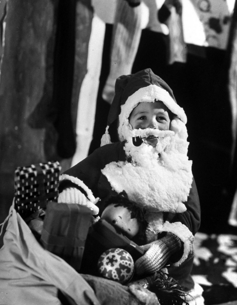 Young Santa Claus in a Christmas program at Elizabeth Morrow School, 1958.
