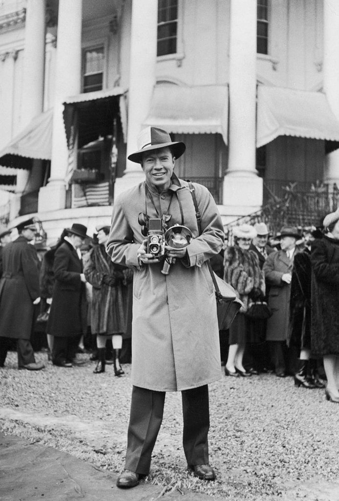 Portrait of Edward Clark with his camera. (Photo by Hansen/The LIFE Images Collection)