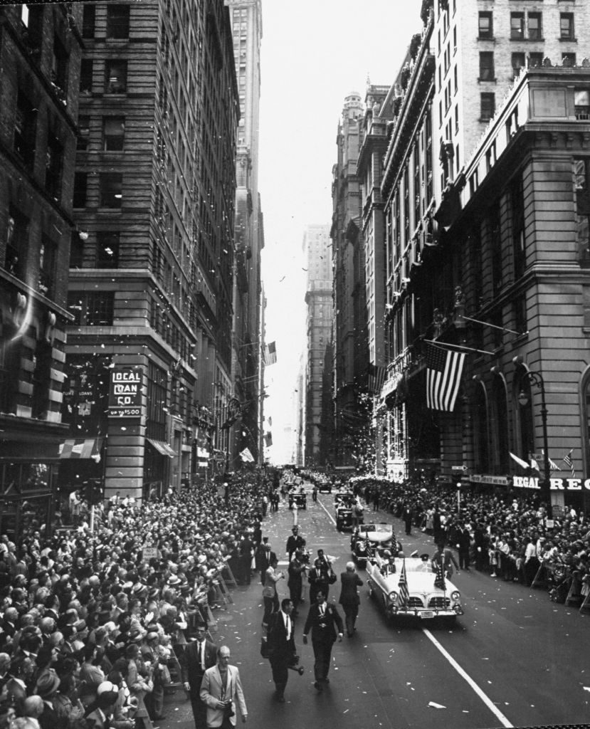 Ticker tape parade of crew of sub `Nautilus' up lower broadway. (Photo by Robert W. Kelley/The LIFE Picture Collection © Meredith Corporation)
