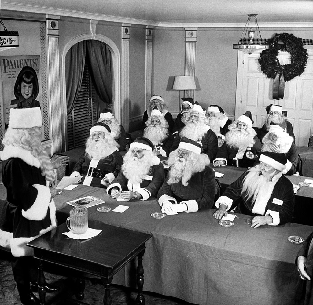 Dean of Santas giving lecture at the Waldorf Santa Convention. (Photo by Martha Holmes/The LIFE Picture Collection © Meredith Corporation)