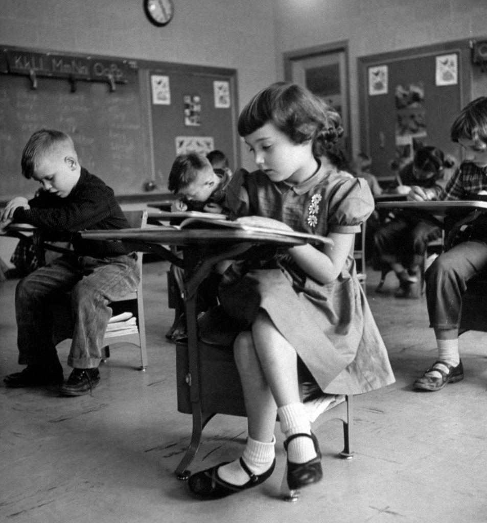 Children hard at work at school in Iowa, 1954.