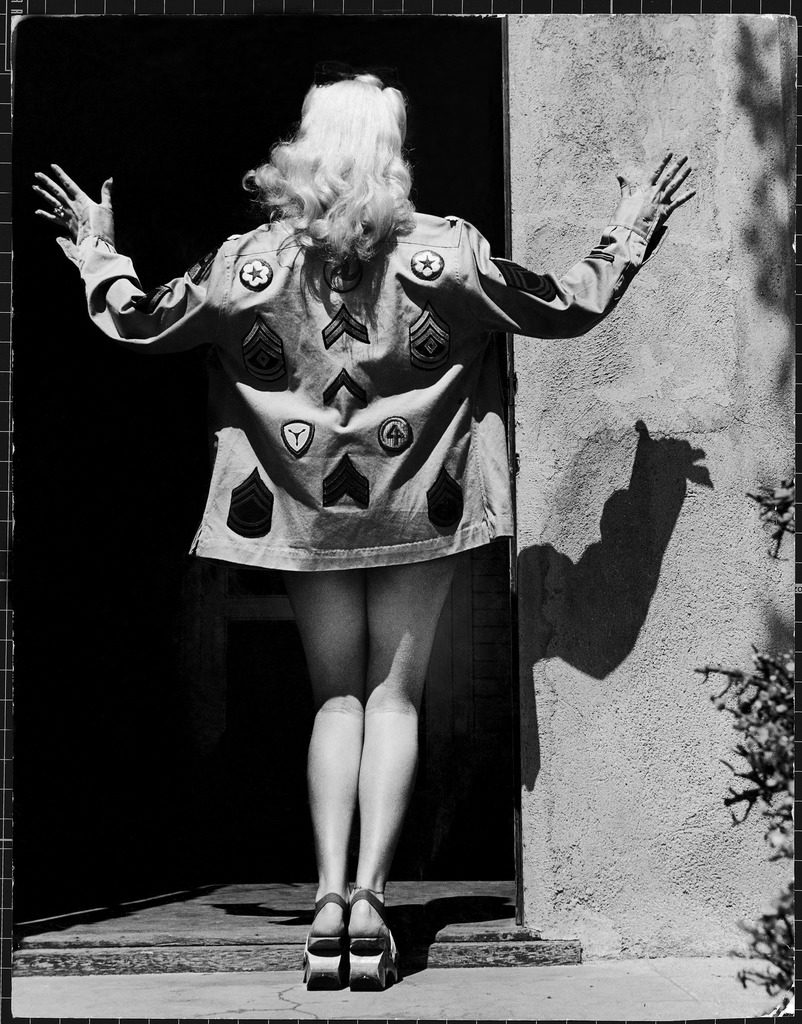Rear view of actress Betty Grable modeling a shirt. (Photo by Walter Sanders/The LIFE Picture Collection © Meredith Corporation)