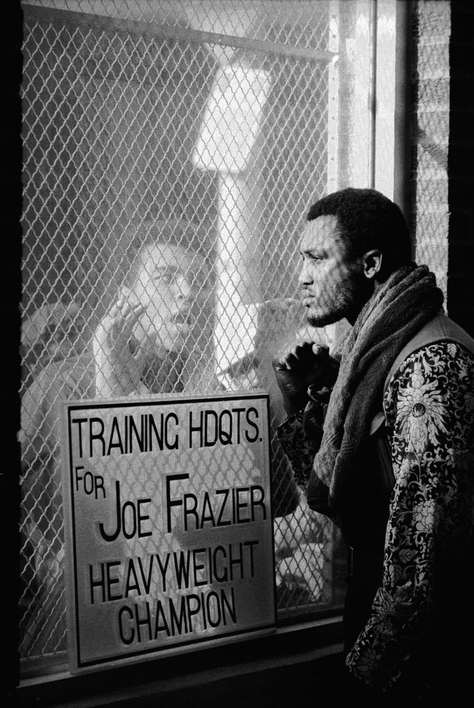 Boxer Muhammad Ali (L) taunting boxer Joe Frazier (R) during training for their fight. (Photo by John Shearer/The LIFE Picture Collection © Meredith Corporation)