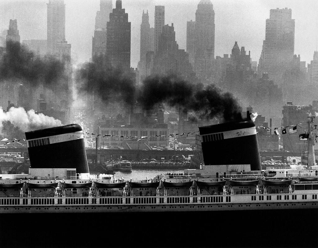 S.S. United States sailing in New York harbor. (Photo by Andreas Feininger/The LIFE Picture Collection © Meredith Corporation)