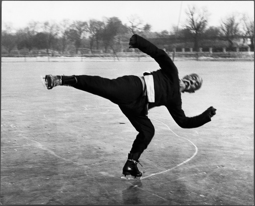An elderly Chinese man ice skating. (Photo by Jack Wilkes/The LIFE Picture Collection © Meredith Corporation)